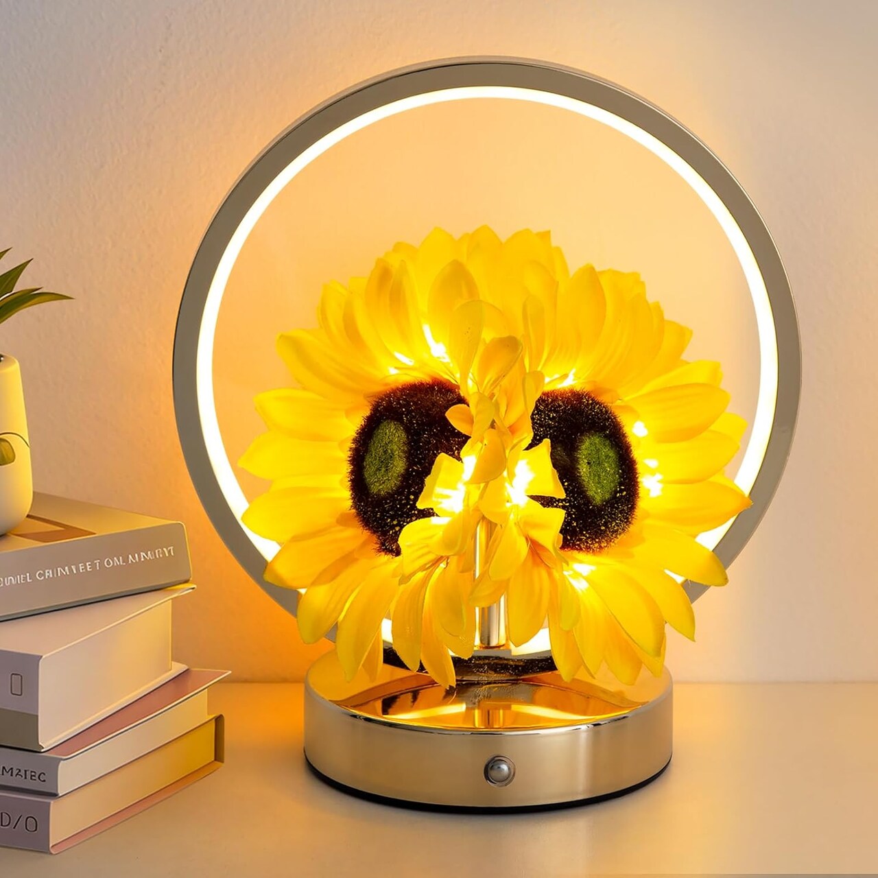 Summer Sunflower Birthday Gifts for Women Mom,Sunflowers Flower Touch Lamp,Rechargeable Cordless Tabletop Decor